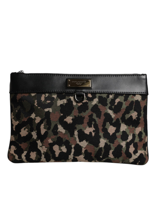 Sac pochette Dolce &amp; Gabbana à imprimé léopard multicolore et logo