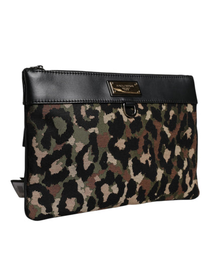 Sac pochette Dolce &amp; Gabbana à imprimé léopard multicolore et logo