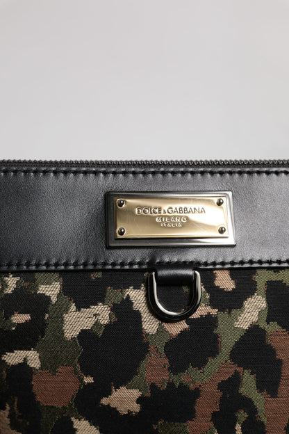 Sac pochette Dolce &amp; Gabbana à imprimé léopard multicolore et logo