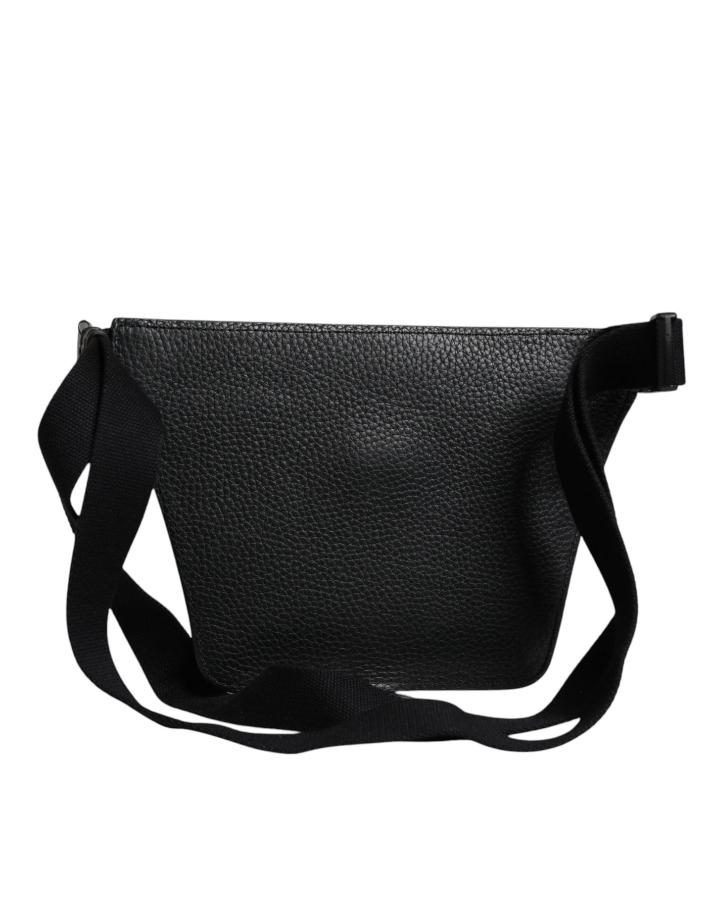 Sac banane Dolce &amp; Gabbana en cuir de veau noir avec plaque logo pour homme