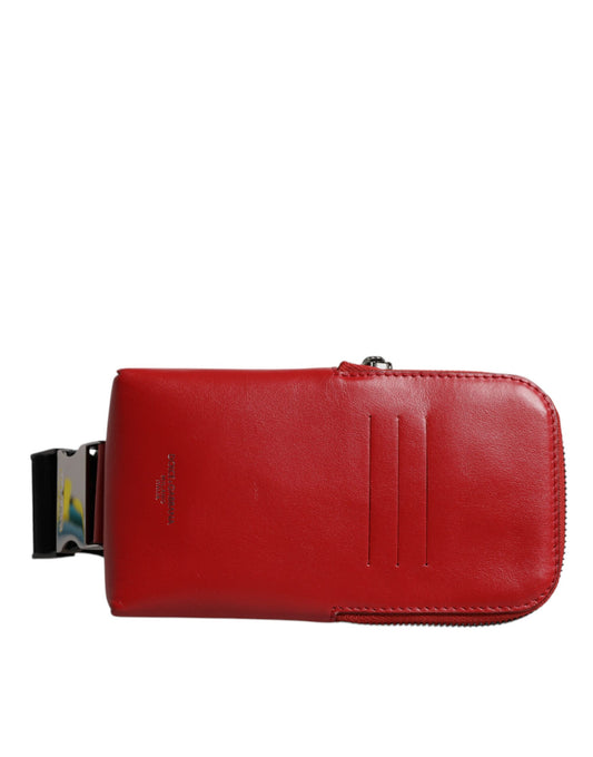 Sac banane Dolce &amp; Gabbana en cuir de veau rouge avec logo
