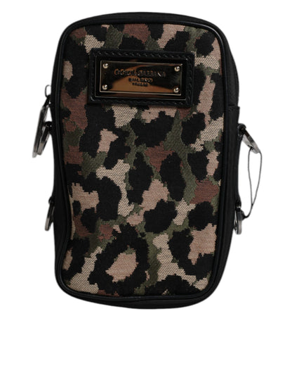 Sac à bandoulière Dolce &amp; Gabbana en jacquard léopard multicolore avec logo et plaque