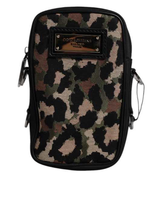 Sac à bandoulière Dolce &amp; Gabbana en jacquard léopard multicolore avec logo et plaque