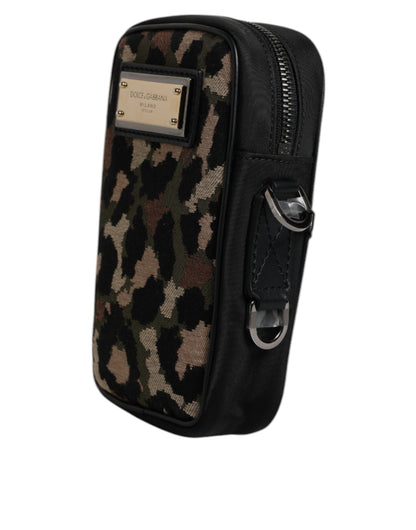 Sac à bandoulière Dolce &amp; Gabbana en jacquard léopard multicolore avec logo et plaque