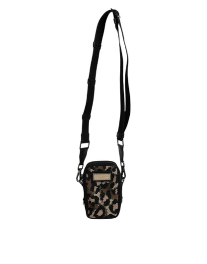 Sac à bandoulière Dolce &amp; Gabbana en jacquard léopard multicolore avec logo et plaque