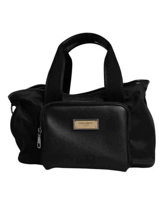 Sac à bandoulière noir Dolce &amp; Gabbana avec logo et plaque pour animal de compagnie