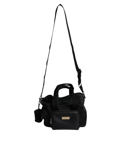 Sac à bandoulière noir Dolce &amp; Gabbana avec logo et plaque pour animal de compagnie