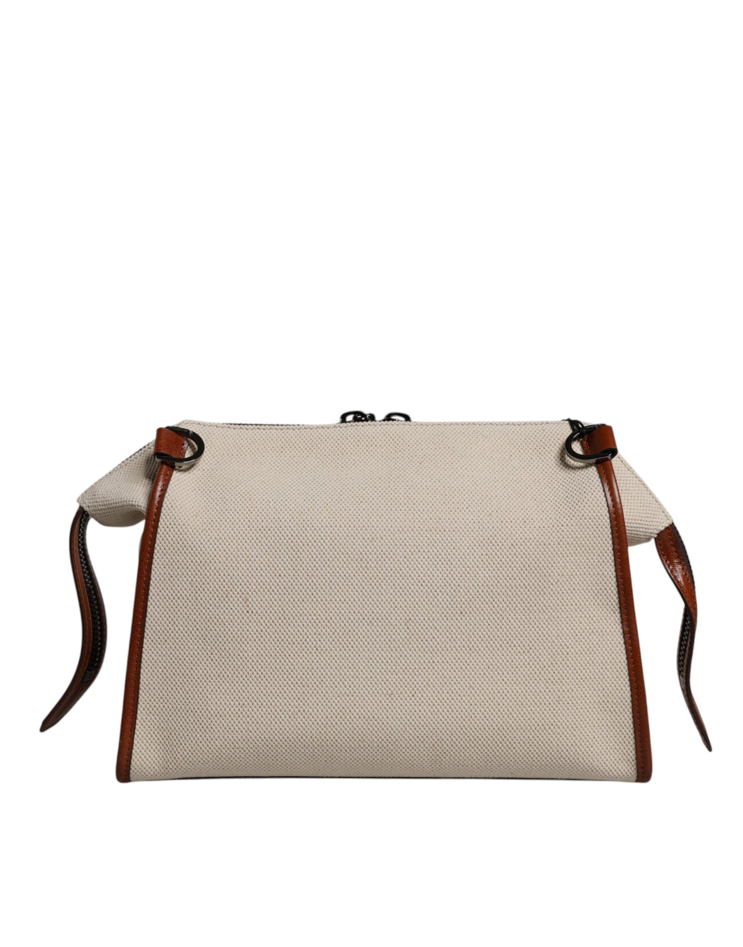 Sac à bandoulière en cuir et coton beige marron Dolce &amp; Gabbana