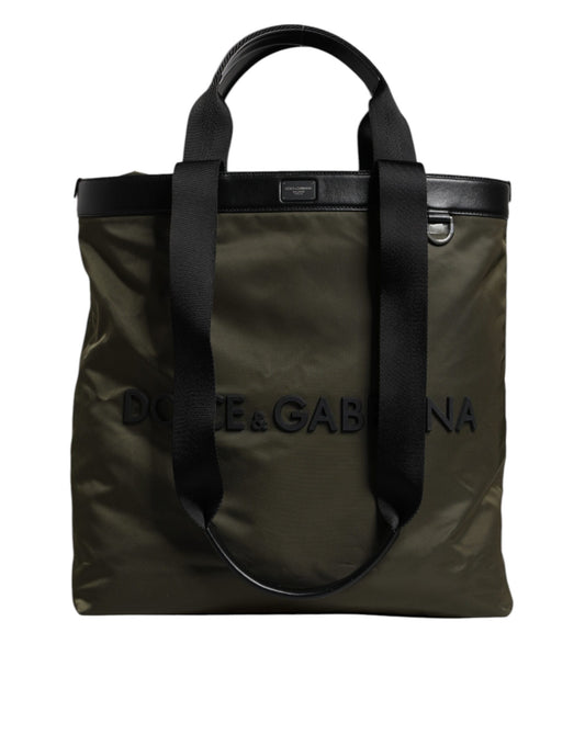 Sac fourre-tout à bandoulière en nylon vert militaire Dolce &amp; Gabbana