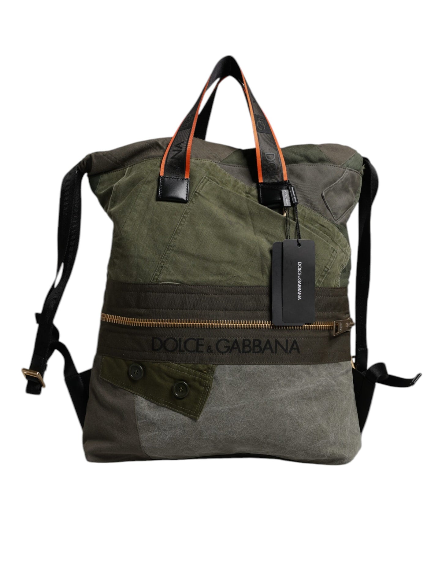 Sac à dos patchwork vert militaire Dolce &amp; Gabbana