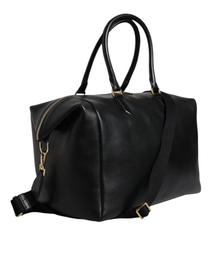 Sac de voyage à bandoulière en cuir de veau noir Dolce &amp; Gabbana
