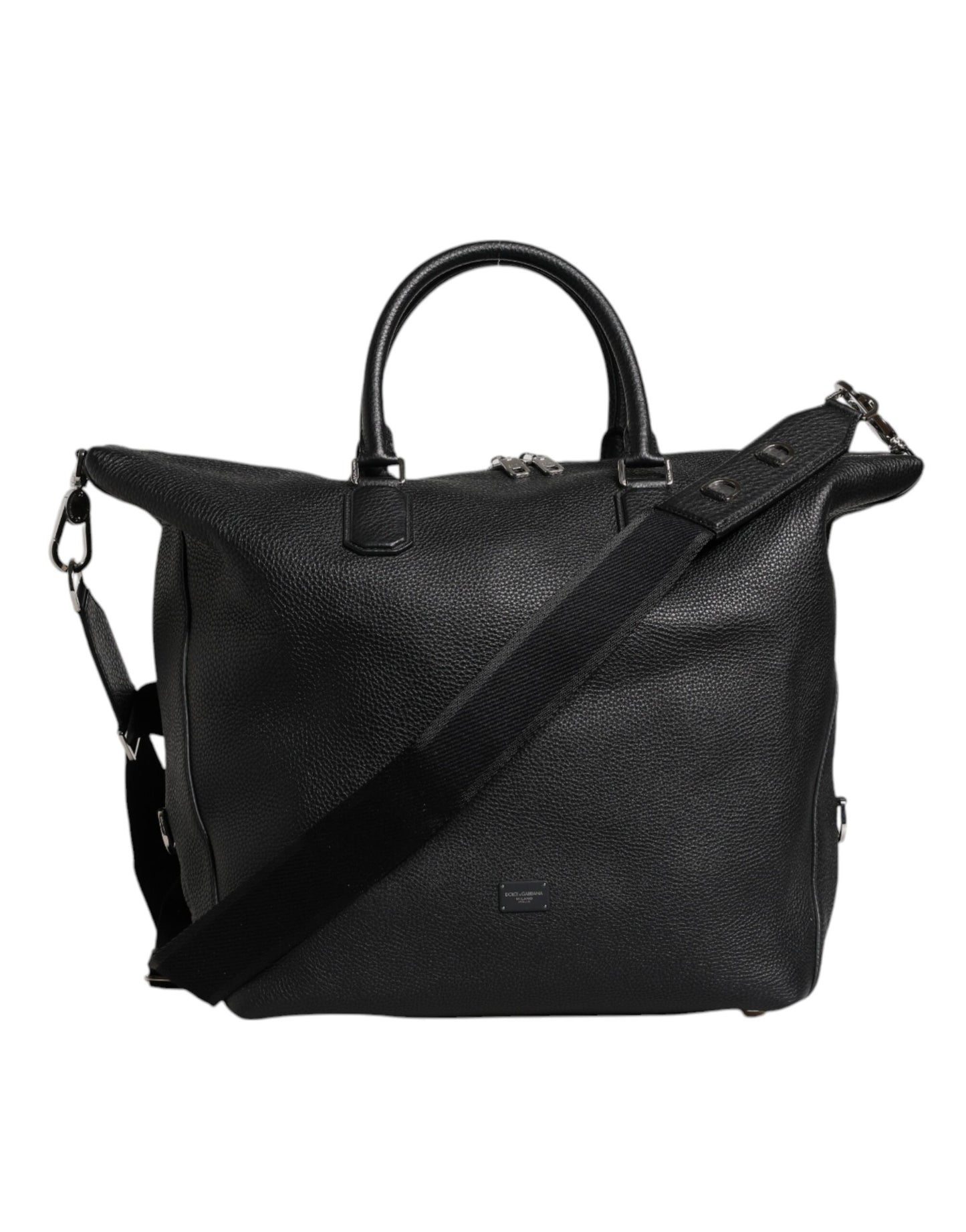 Sac de voyage à bandoulière en cuir de veau noir Dolce &amp; Gabbana