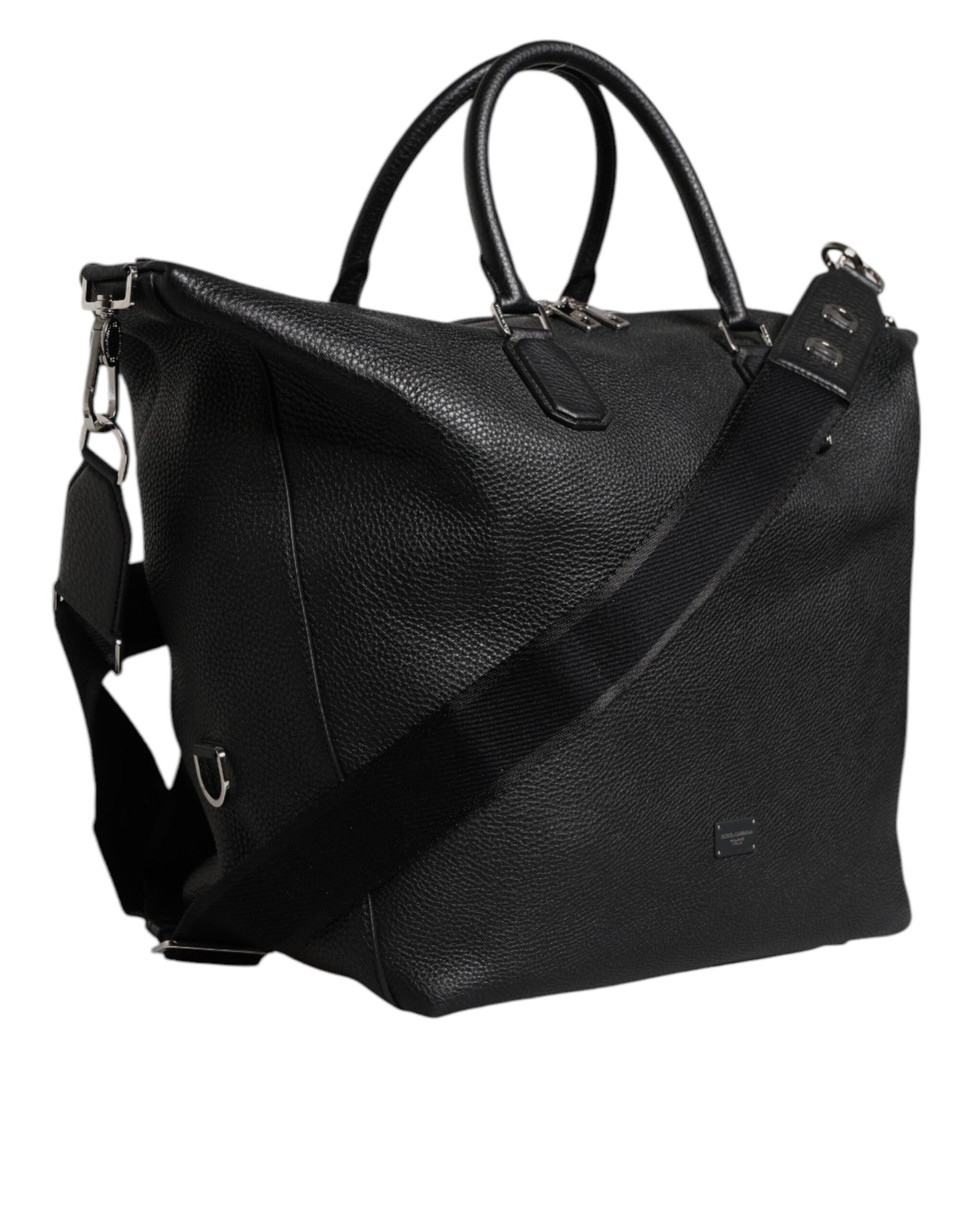 Sac de voyage à bandoulière en cuir de veau noir Dolce &amp; Gabbana
