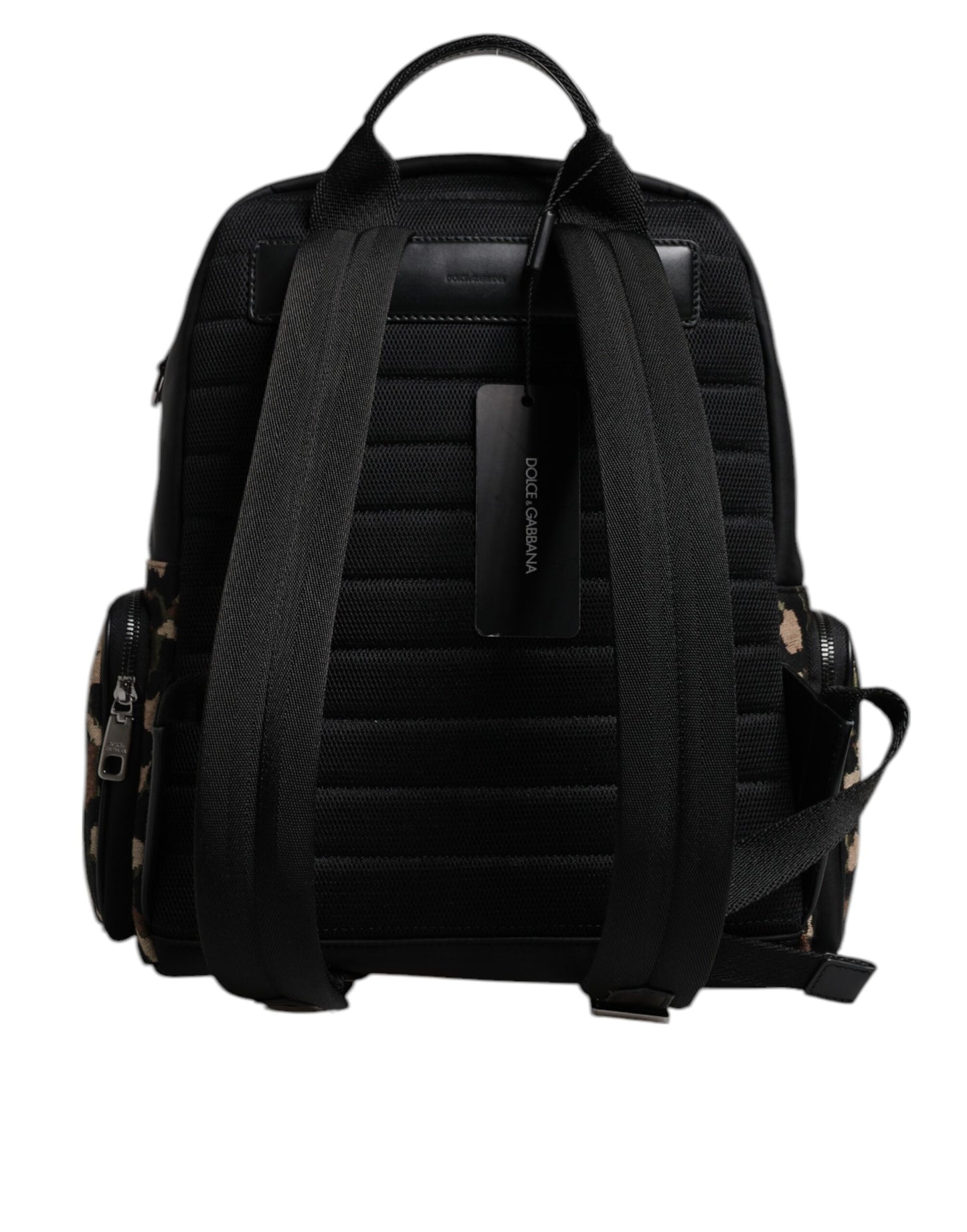 Dolce &amp; Gabbana Multicolor Leopard Print DG Logo Plaque Men Backpack Bag