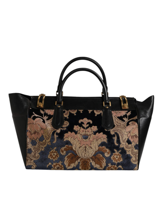 Sac à main en jacquard floral noir Dolce &amp; Gabbana