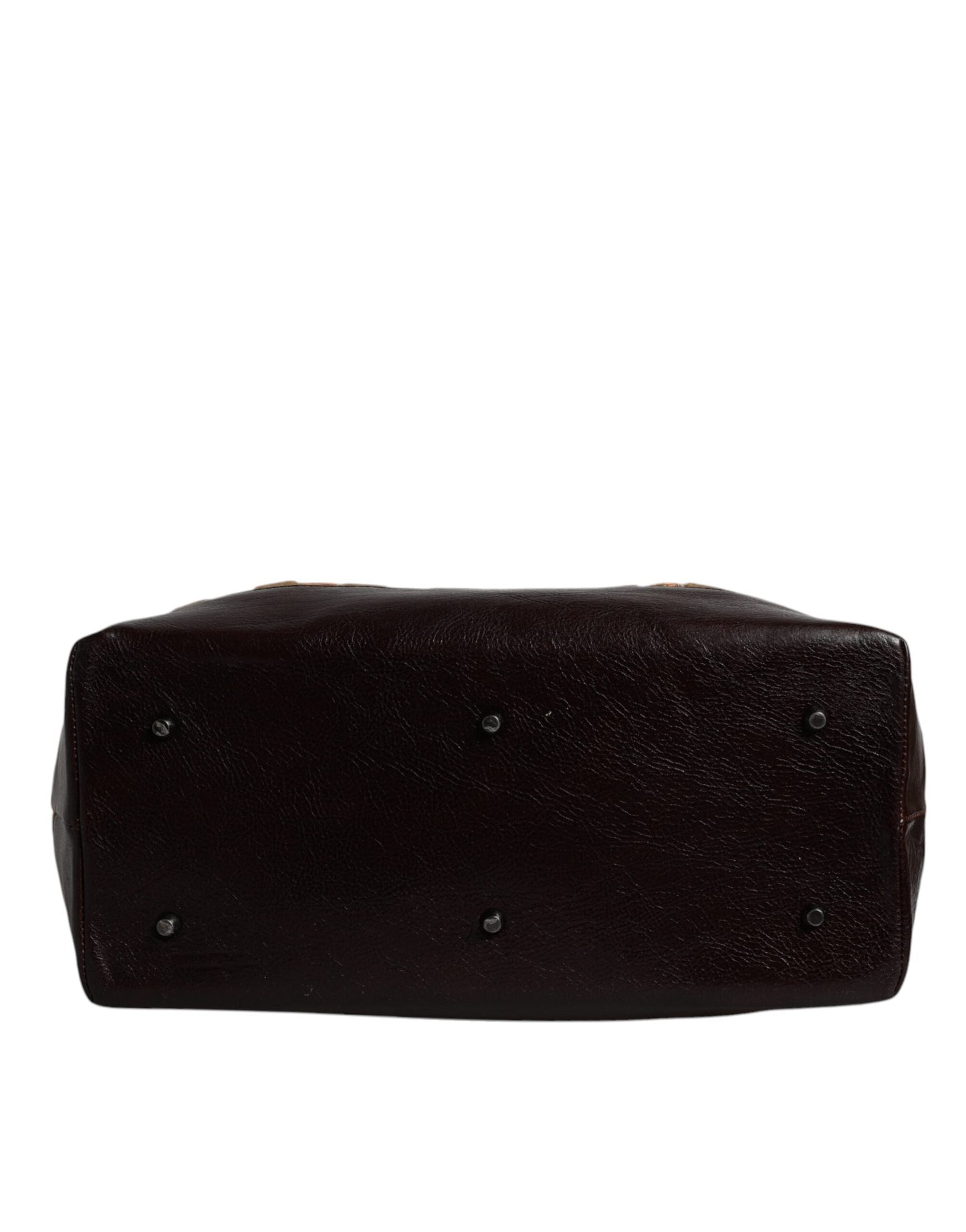 Sac à main de voyage Dolce &amp; Gabbana en velours beige et cuir jacquard marron