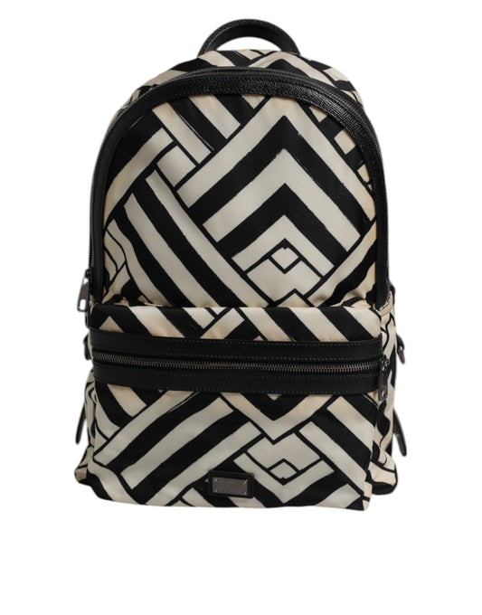 Sac à dos de voyage Dolce &amp; Gabbana en cuir et nylon noir et blanc