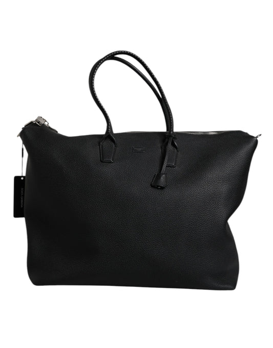 Sac de voyage à bandoulière en cuir de veau noir Dolce &amp; Gabbana