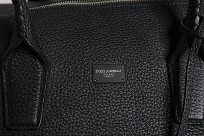 Sac de voyage à bandoulière en cuir de veau noir Dolce &amp; Gabbana