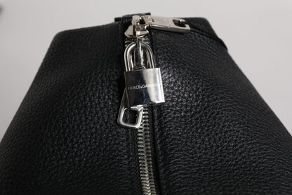 Sac de voyage à bandoulière en cuir de veau noir Dolce &amp; Gabbana