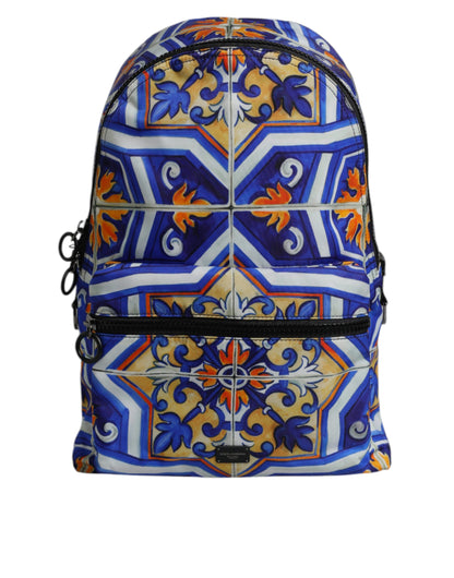 Sac à dos de voyage en nylon imprimé majolique multicolore Dolce &amp; Gabbana
