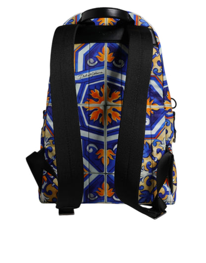 Sac à dos de voyage en nylon imprimé majolique multicolore Dolce &amp; Gabbana