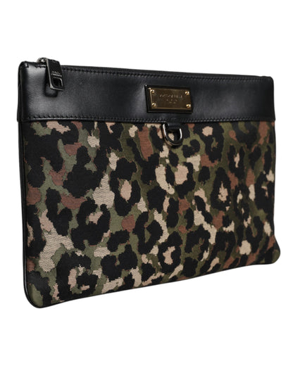 Sac pochette Dolce &amp; Gabbana à imprimé léopard multicolore et logo