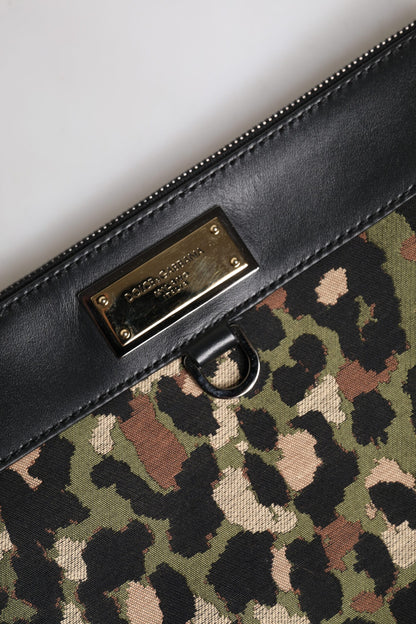 Sac pochette Dolce &amp; Gabbana à imprimé léopard multicolore et logo