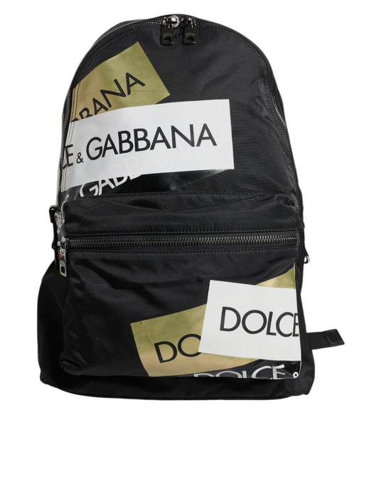 Sac à dos de voyage scolaire en polyamide à bande logo noire Dolce &amp; Gabbana