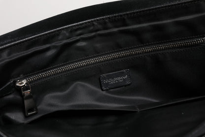 Sac bandoulière en cuir noir Dolce &amp; Gabbana avec plaque logo