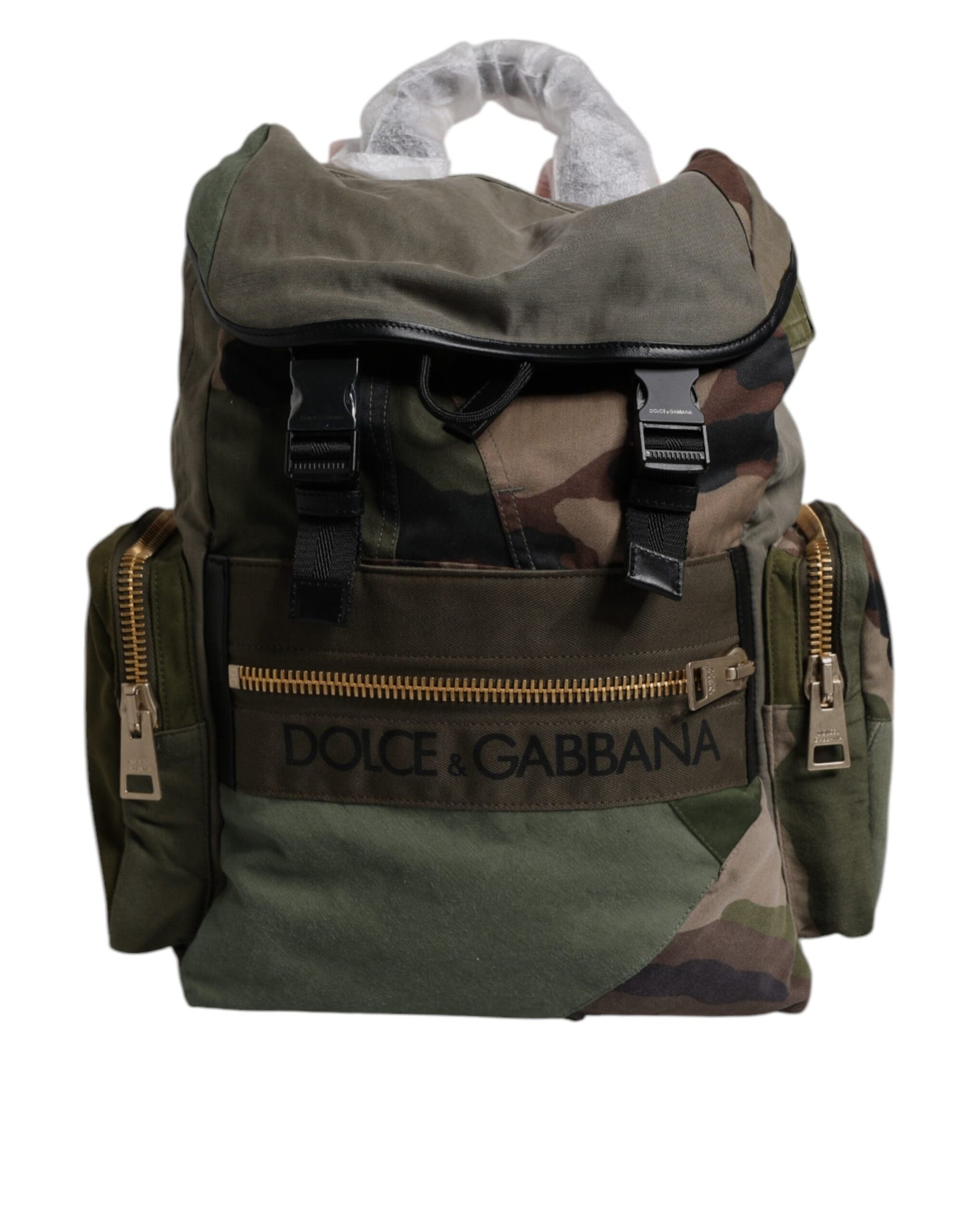 Sac à dos de voyage patchwork vert militaire Dolce &amp; Gabbana