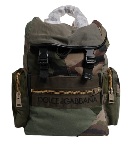 Sac à dos de voyage patchwork vert militaire Dolce &amp; Gabbana