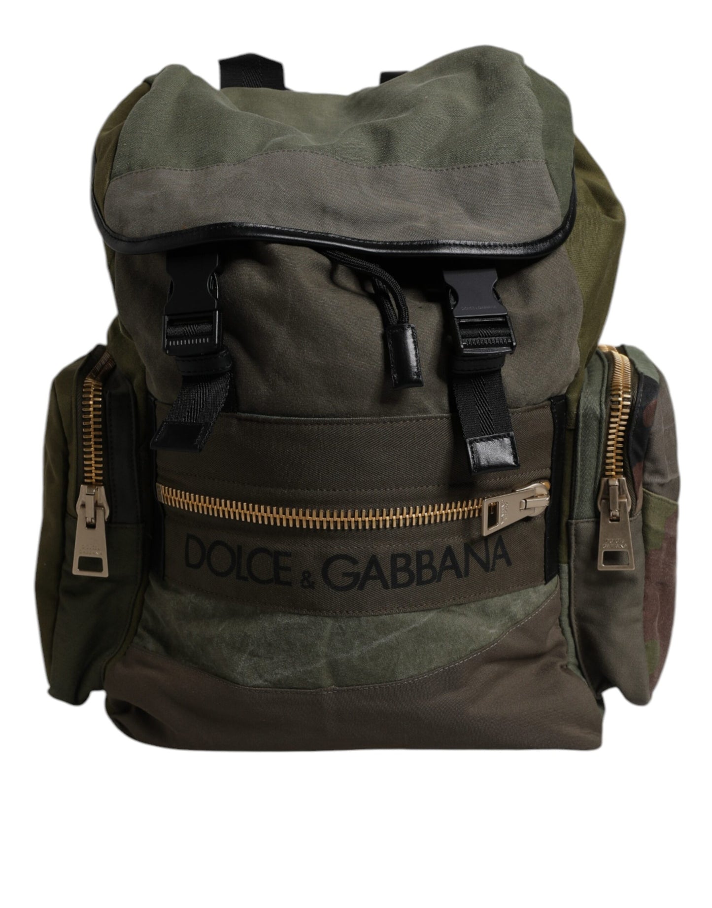 Sac à dos d'école patchwork vert militaire Dolce &amp; Gabbana