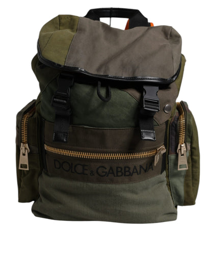 Sac à dos de voyage patchwork vert militaire Dolce &amp; Gabbana