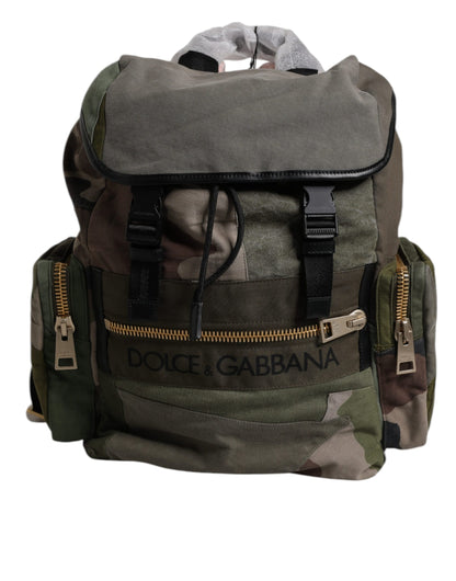 Sac à dos d'école patchwork vert militaire Dolce &amp; Gabbana