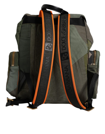 Sac à dos de voyage patchwork vert militaire Dolce &amp; Gabbana
