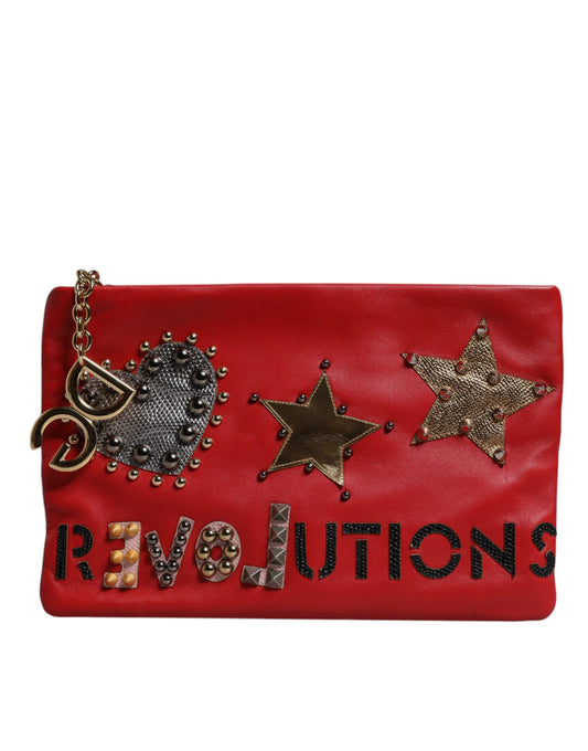 Pochette en cuir ornée Dolce &amp; Gabbana Red Revolutions