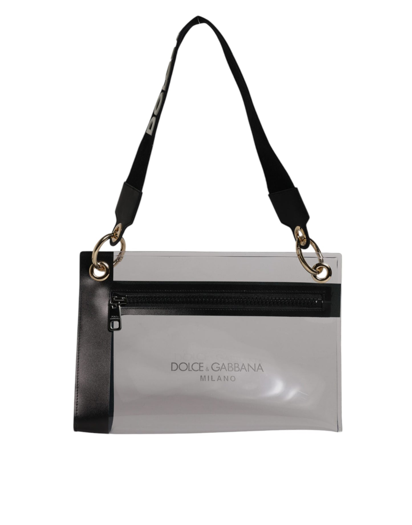 Dolce &amp; Gabbana Clear PVC Leather Pouch Shoulder Strap Bag