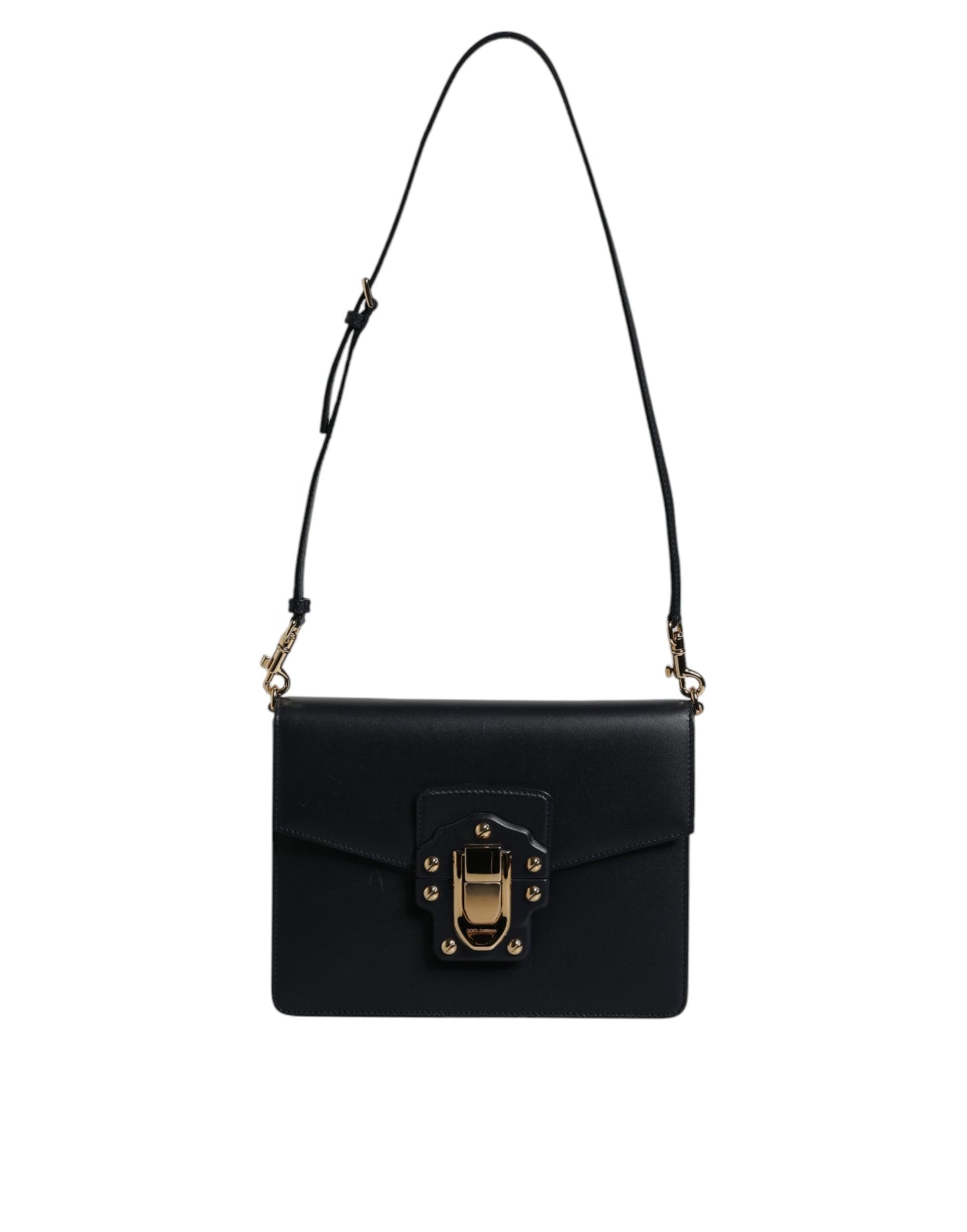 Dolce &amp; Gabbana Black Calfskin Leather Shoulder Strap Bag