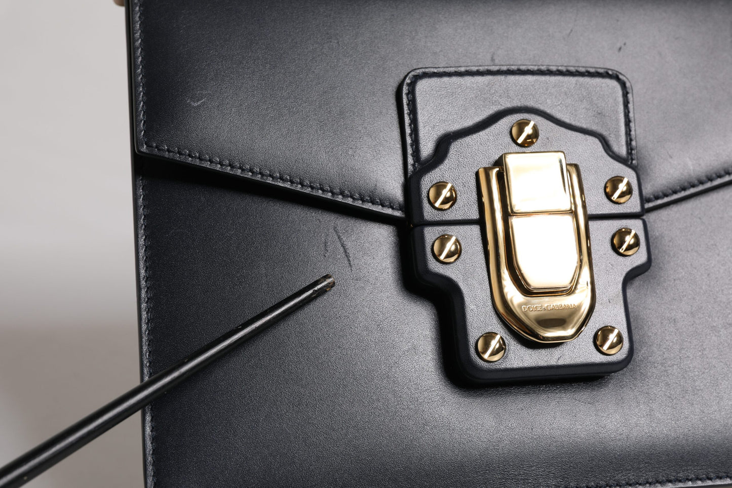 Dolce &amp; Gabbana Black Calfskin Leather Shoulder Strap Bag
