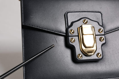 Dolce &amp; Gabbana Black Calfskin Leather Shoulder Strap Bag