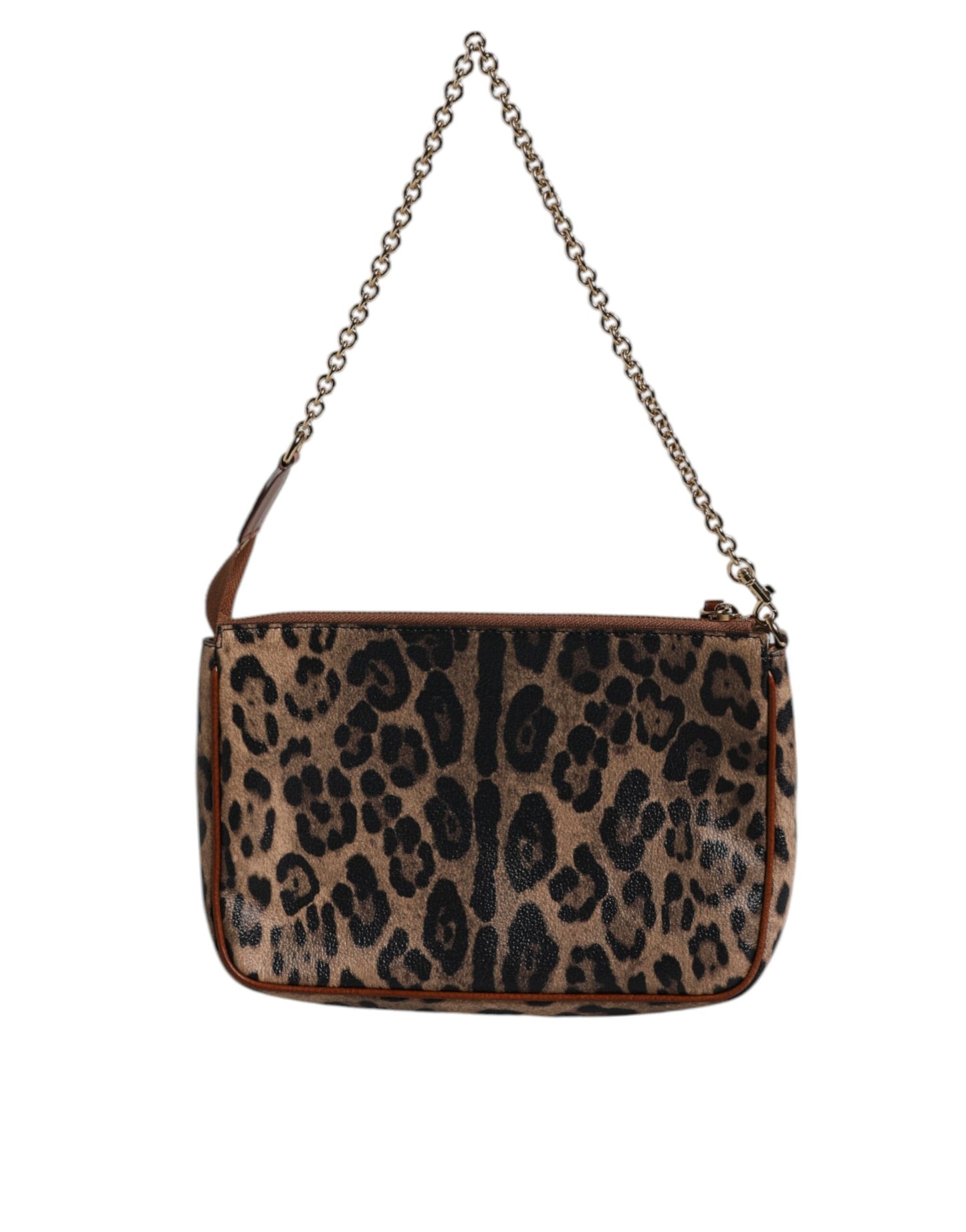 Dolce & Gabbana Brown Leopard Leather Shoulder Chain Strap Bag by Dolce & Gabbana