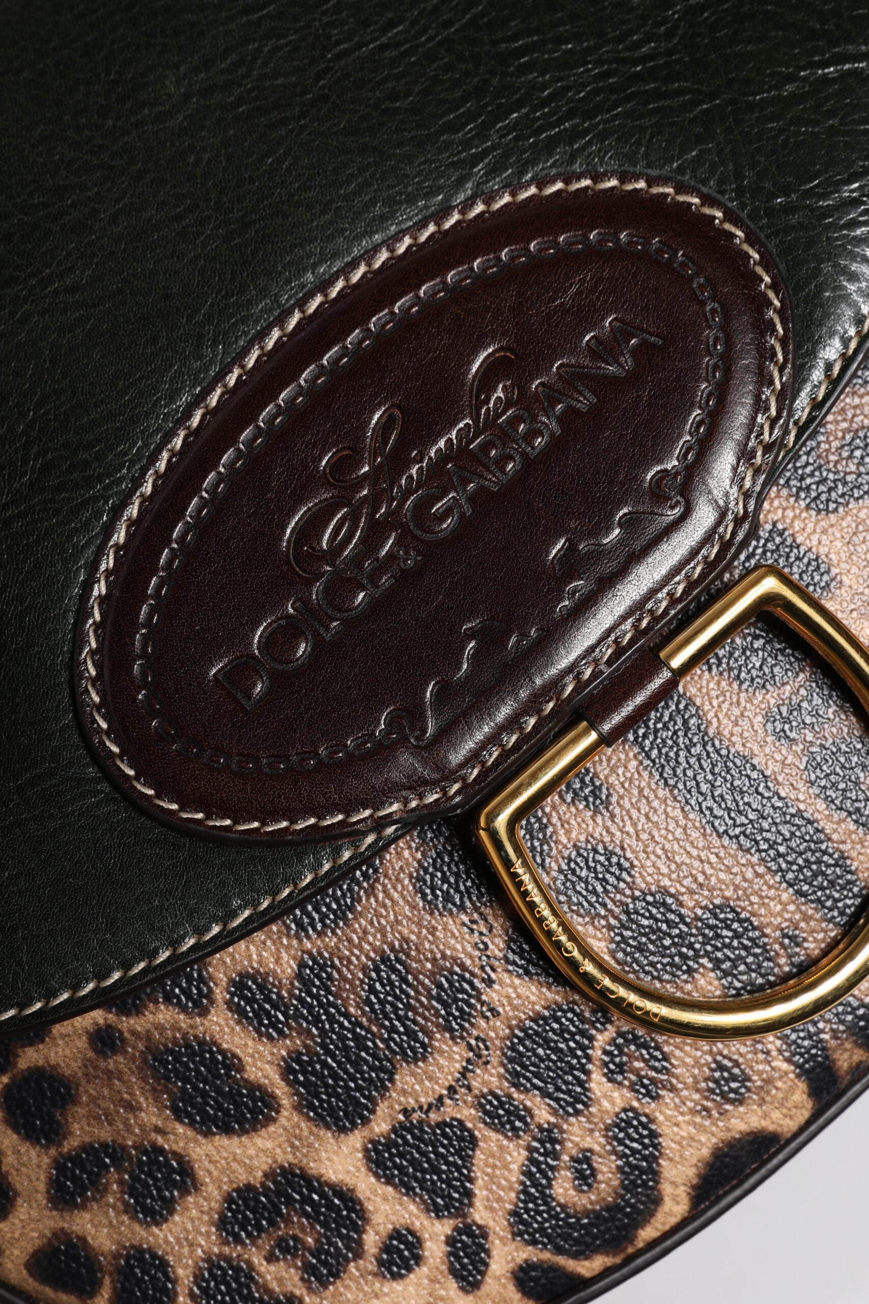 Dolce & Gabbana Black Brown Leopard Leather Shoulder Strap Bag by Dolce & Gabbana