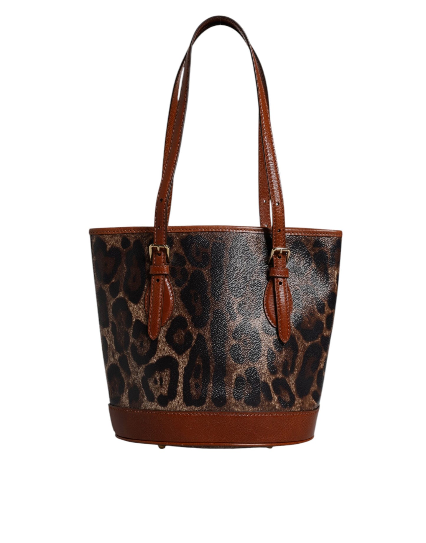 Sac fourre-tout à bandoulière en cuir léopard marron Dolce &amp; Gabbana