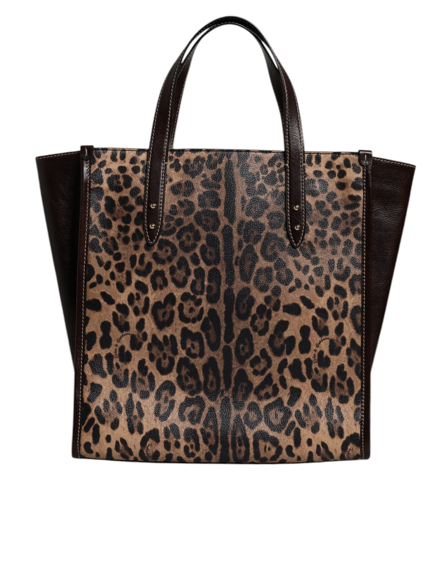 Sac fourre-tout à bandoulière en cuir léopard marron Dolce &amp; Gabbana