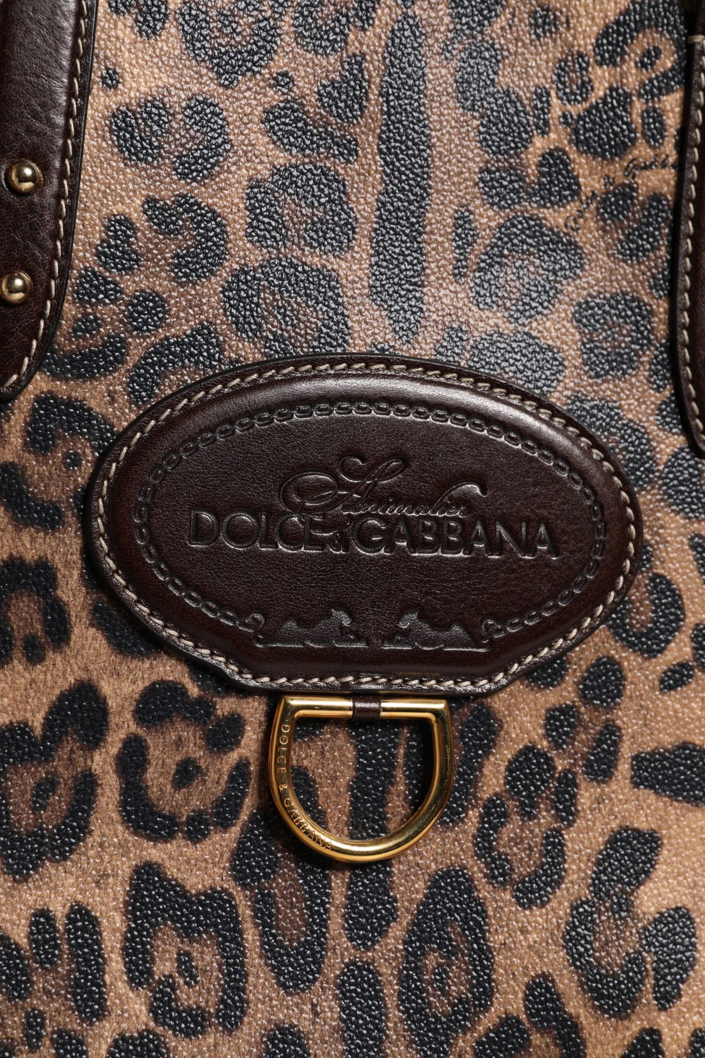 Sac fourre-tout à bandoulière en cuir léopard marron Dolce &amp; Gabbana