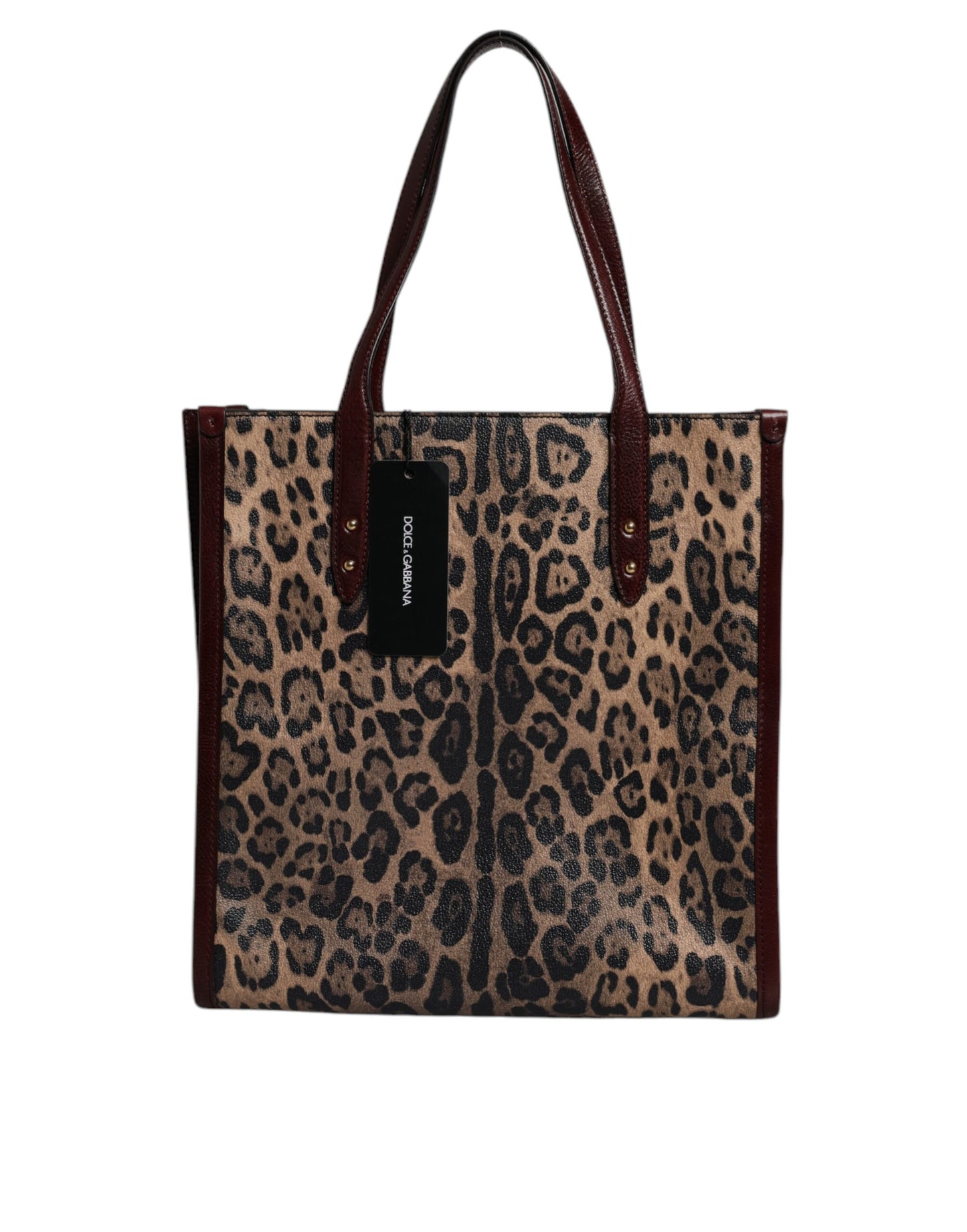 Sac fourre-tout à bandoulière en cuir léopard marron Dolce &amp; Gabbana