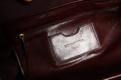 Sac fourre-tout à bandoulière en cuir léopard marron Dolce &amp; Gabbana