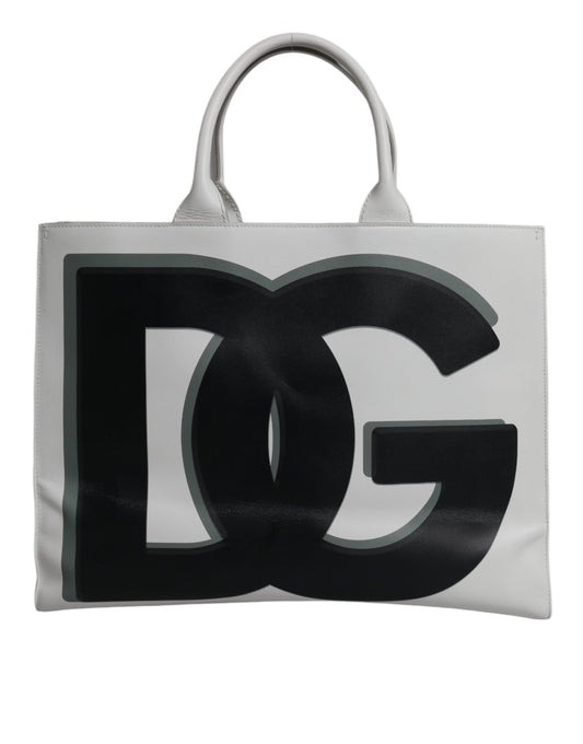 Sac cabas Dolce &amp; Gabbana en cuir de veau blanc avec logo imprimé DG Daily