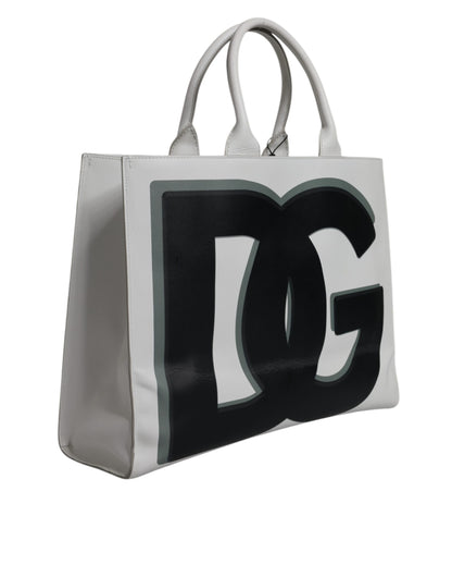 Sac cabas Dolce &amp; Gabbana en cuir de veau blanc avec logo imprimé DG Daily